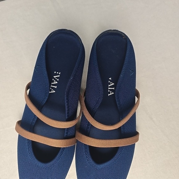 Vivaia Women's Elle Slip On Pointed-Toe Mules Size 39 EU 8 US Blue Brown - Picture 4 of 7